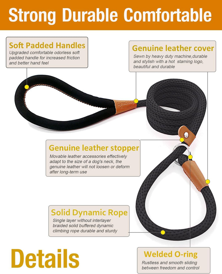 Dog Leash Slip Lead 5 6 8 FT Dog Training Leash Strong Heavy Duty Rope No Pull Training Lead Leashes for Dogs
