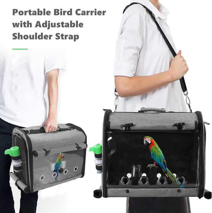 Bird Carrier Bag with Stand, Lightweight Backpack for Parrot, Portable Travel Cage, Pet Transparent Breathable Carrier