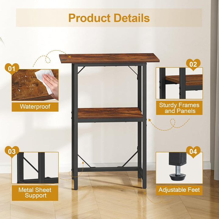 10-20 Gallon Fish Tank Stand, Aquarium Stand 2-Tier Storage Shelves, Heavy Duty Terrarium Stand for Home Office Fish Tank Shelf, 24" L X 11.8" W X 30.7" H, Rustic Brown