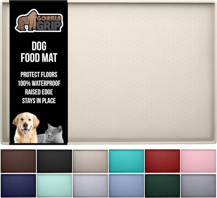 100% Waterproof Raised Edge BPA Free Silicone Pet Feeding Mat, Dog Cat Food Mats Contain Spills Protects Floors, Placemats for Cats and Dogs Water Bowl, Pets Accessories 18.5X11.5 Gray