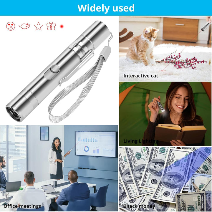 Cat Toy Pointer for Indoor Cats, USB Rechargeable Kitten Toys with 7 Adjustable Patterns, Interactive Chase Toys for Indoor Cats & Dogs, Training & Exercise Fun